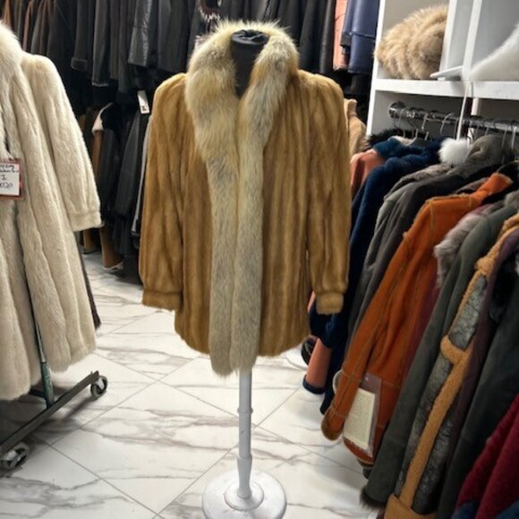 MINK, golden color with FOX trim tuxedo, size large (new 5995 PRELOVED now 995) - Picture 1 of 1